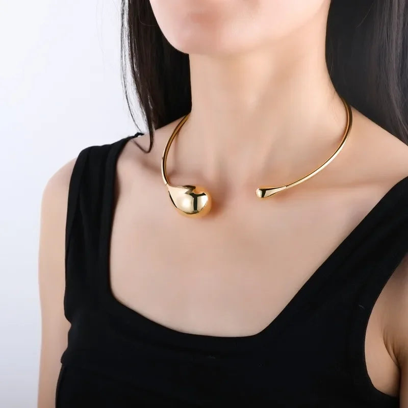 Irregular Chunky Water Drop Open Choker Necklace
